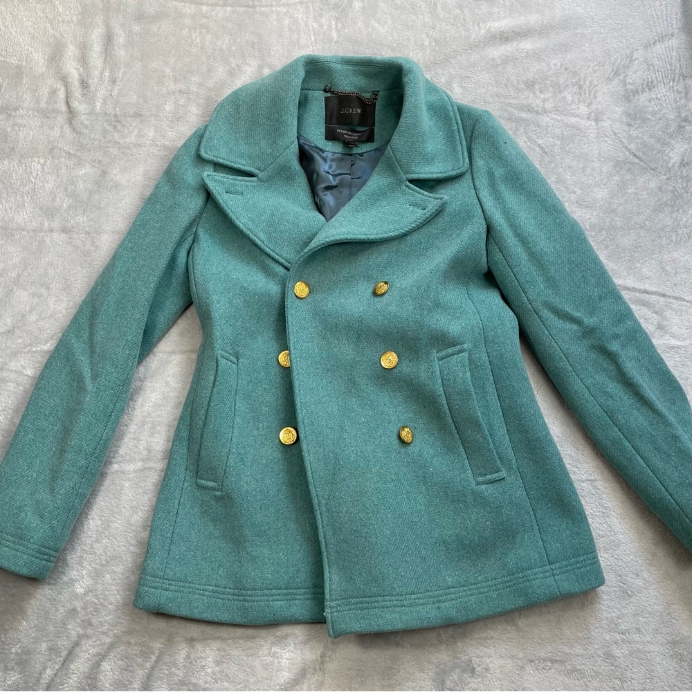 J.Crew Stadium Cloth Peacoat Coat 6T 6 Tall Nello Gori Wool Blend